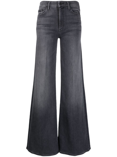 Mother Mid-rise Wide-leg Jeans In Grey