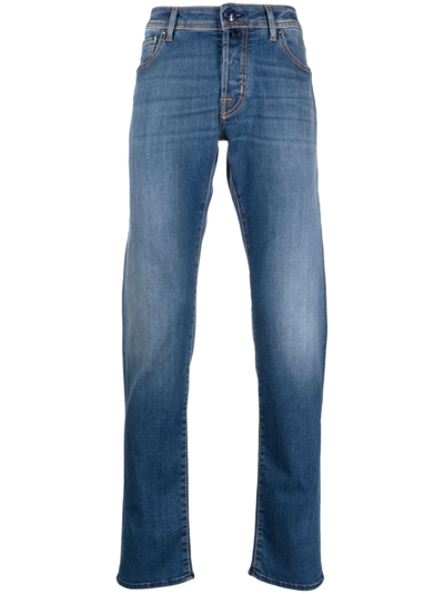Jacob Cohen Mid-rise Handkerchief-detail Jeans In Blue