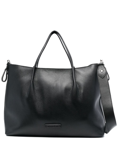 Fabiana Filippi Logo-patch Leather Shopper Bag In Black