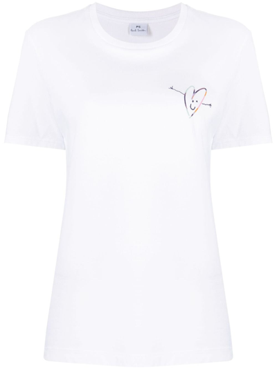 Ps By Paul Smith Spray Swirl Heart Cotton T-shirt In White