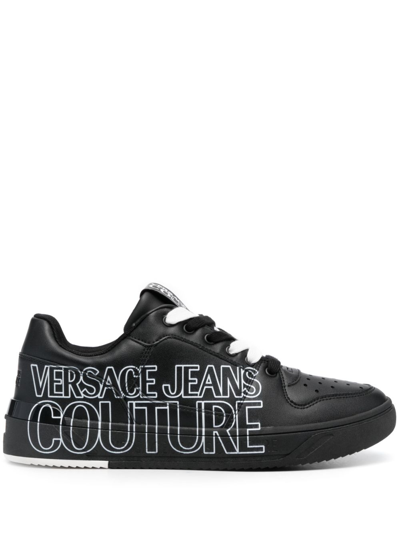 Versace Jeans Couture Logo-print Low-top Sneakers In Black