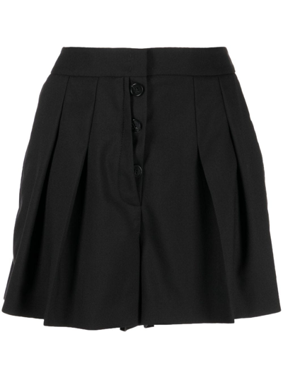 Ports 1961 Pleated Buttoned Wool Shorts In Black
