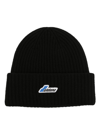 WE11 DONE LOGO-PATCH RIBBED BEANIE