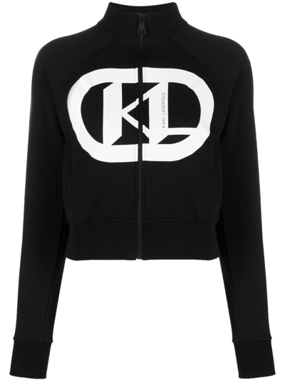 Karl Lagerfeld Logo-print High-neck Sweatshirt In Black