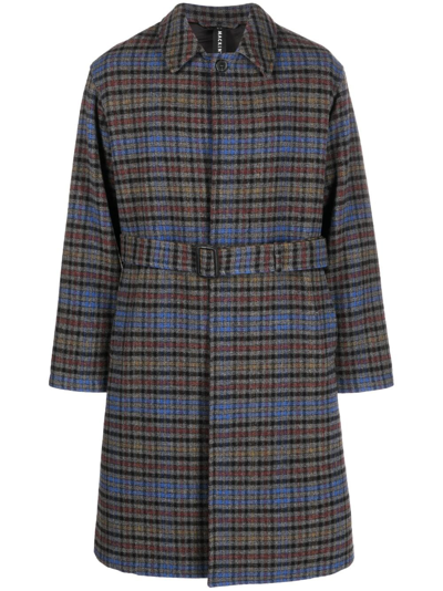 Mackintosh Milan Plaid-check Belted Coat In Grey