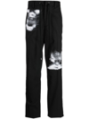 Takahiromiyashita The Soloist Graphic-print Drawstring-waist Trousers In Black