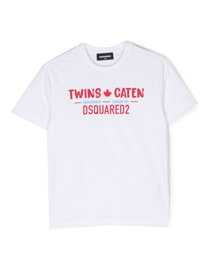 Dsquared2 Kids' Logo-print Cotton T-shirt In White