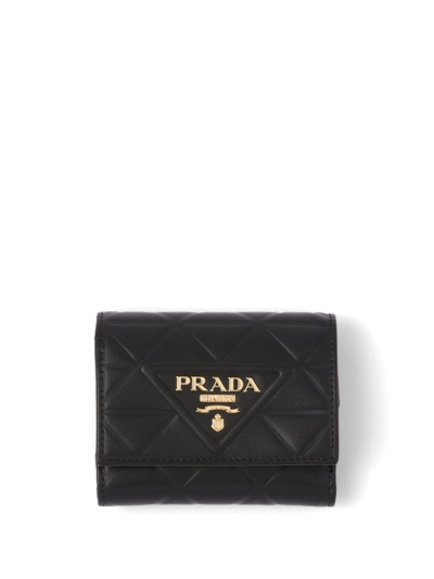 Prada Small Quilted Wallet In Black