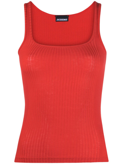 Jacquemus Le Caraco Cotton Jersey Tank Top In Red