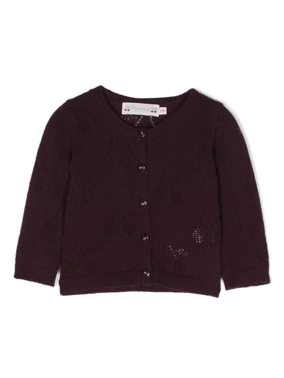 Bonpoint Babies' Button-up Cashmere Cardigan In Bordeaux