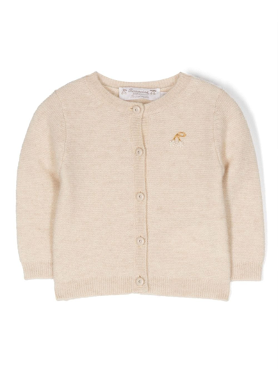 Bonpoint Babies' Floral-embroidered Cashemere Cardigan In Neutrals