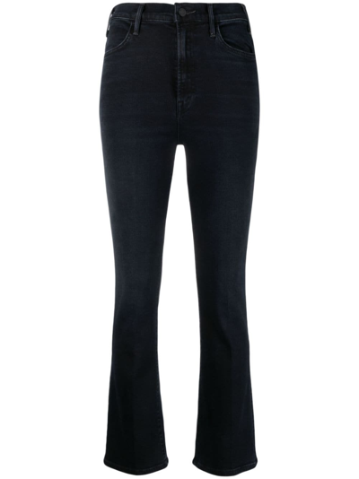 Mother Cropped Flared Denim Jeans In Blue