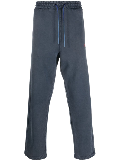 Missoni Logo-embroidered Cotton Track Pants In Blue