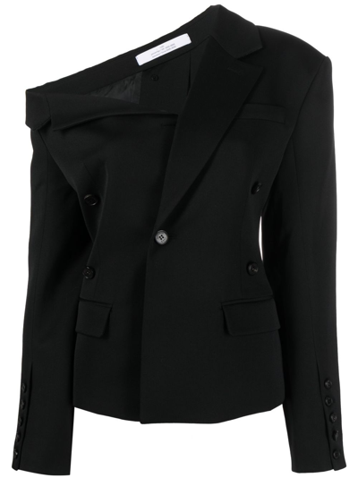Rokh Asymmetric Collar Wool Blazer In Black