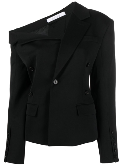 Rokh Asymmetric Collar Wool Blazer In 00black