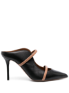Malone Souliers Pointed Thin Belt Muller High Heels In Black