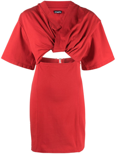 Jacquemus Bahia Twist Mini Dress In Red