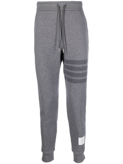 Thom Browne Stripe-detail Wool Track Trousers In Grey