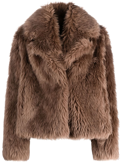 Yves Salomon Toscana Faux-fur Jacket In A2104 Marron Glace