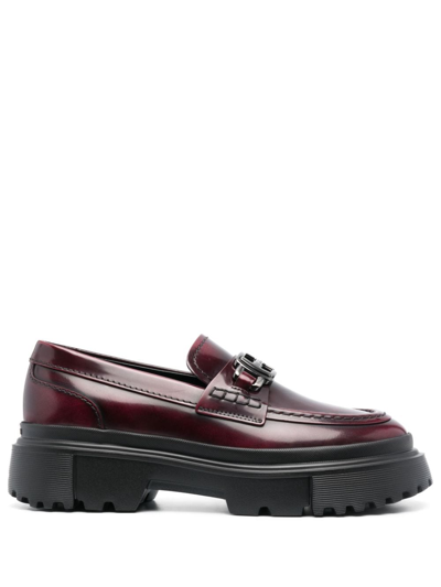Hogan 40mm Slip-on Leather Loafers In Red