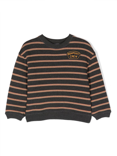Bonpoint Kids' Logo-patch Striped Sweatshirt In Grey