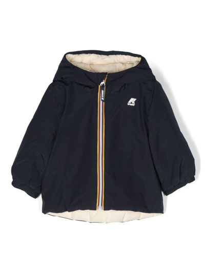 K-way Babies' Logo-patch Hooded Jacket In Blue