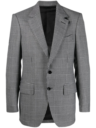 Tom Ford Houndstooth-pattern Single-breasted Blazer In Black