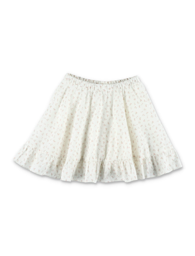 Bonpoint Kids' Cherry-print Flared Mini Skirt In Im Blanc Nature