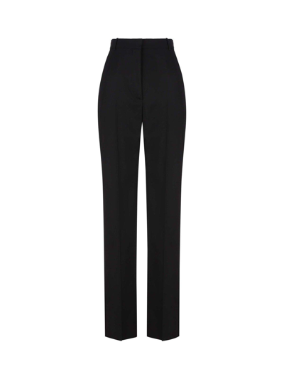 Alexander Mcqueen High-waist Pleat Detailed Trousers In Black