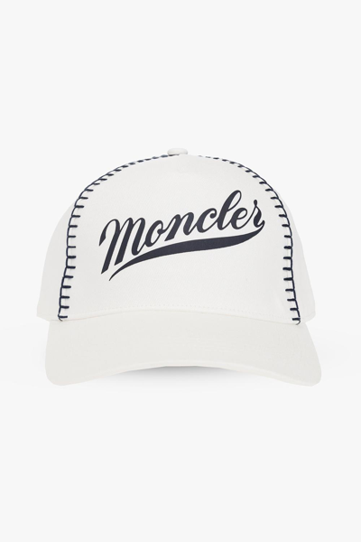 Moncler Logo Printed Contrast Stitched Baseball Cap In Natural
