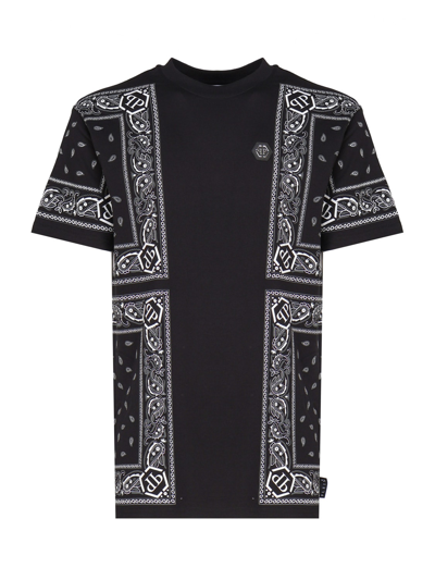 Philipp Plein Ss Paisley Bandana Crew-neck T-shirt In Black