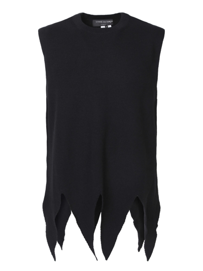 Comme Des Garçons Homme Deux Asymmetric-hem Knitted Top In Black