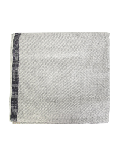 Brunello Cucinelli Warm Cashmere Blend Scarf By  An Accessory That Cannot Be Missi In White