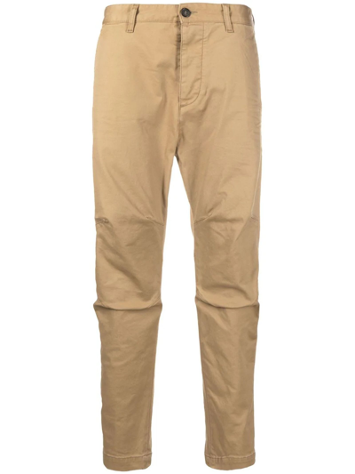 Dsquared2 Mid-rise Tapered Trousers In Beige