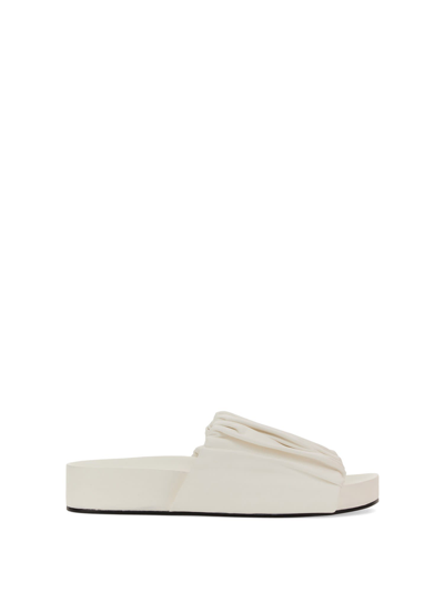Jil Sander Low Leather Sandals In White