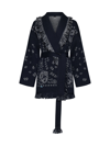 Alanui Fringed Belted Long Shawl Collar Cardigan In Midnight Blue
