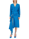 Attico Atwell Wool Wrap Dress In Blu