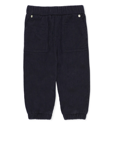 Moncler Kids' Ribbed Trousers In Blue