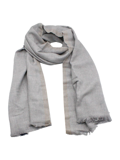 BRUNELLO CUCINELLI LIGHTWEIGHT SCARF MADE OF WOOL AND CASHMERE WITH A LIGHT WEAVE IN DIAGONAÒLE AND SIDE SELVEDGE WITH 