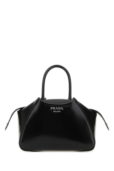 Prada Small Leather Handbag In Black