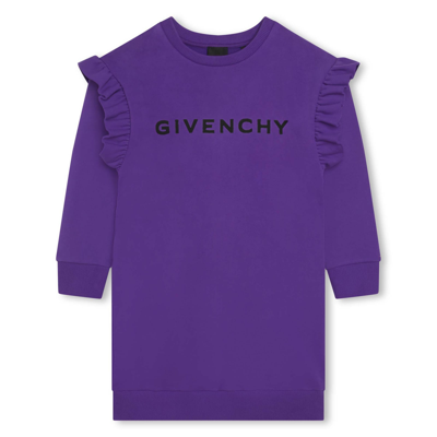 Givenchy Kids' Logo印花卫衣式连衣裙 In Viola