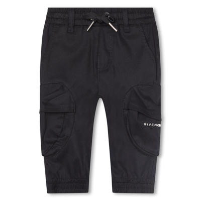 Givenchy Babies' Logo-plaque Drawstring Cargo Trousers In Black
