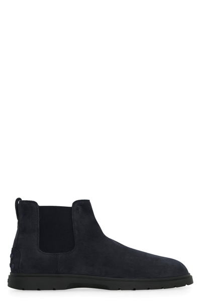Tod's Suede Chelsea Boots In Blue