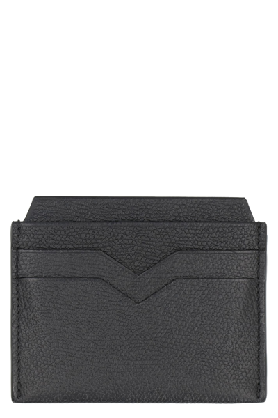 Valextra Leather Card Holder In Schwarz