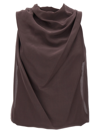 Lanvin Draped Sleeveless Silk Top In Brown