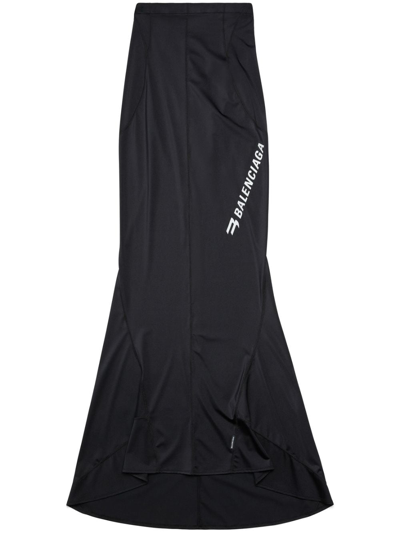 Balenciaga Sporty B Maxi Mermaid Skirt In Black