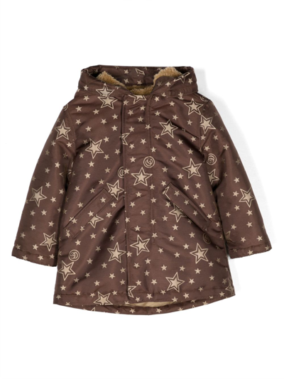 Gucci Babies' Padded Double G Hooded Jacket In Brown