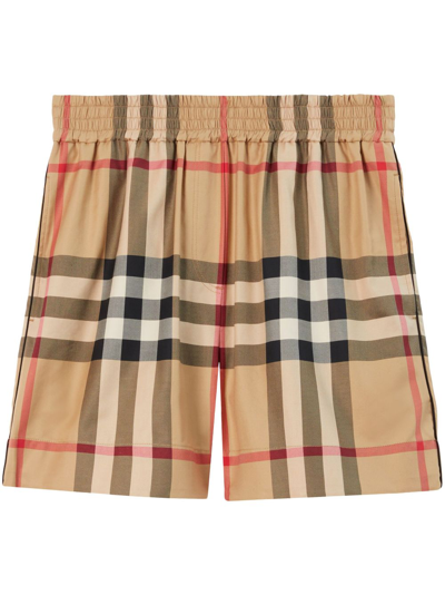 Burberry Vintage Check-pattern Cotton Shorts In Archive Beige Ip Chk