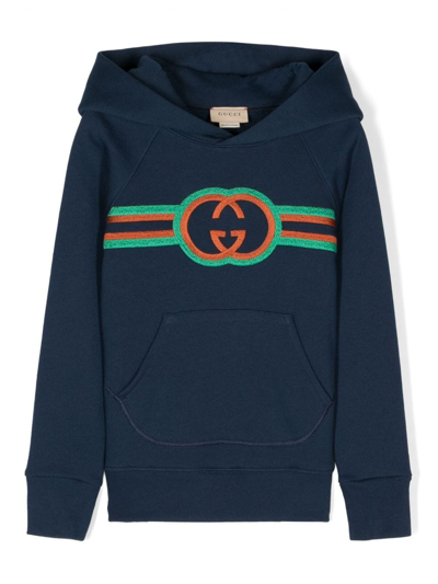Gucci Kids Navy Blue Hoodie For Boys
