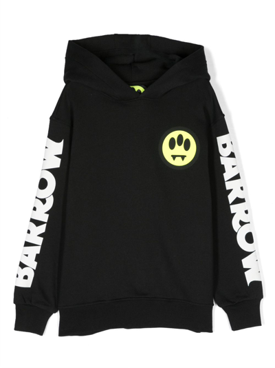 Barrow Kids' Logo-print Cotton Hoodie In Black